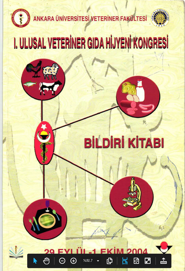 I. Veteriner Gıda Hijyeni Kongresi Özet Kitabı